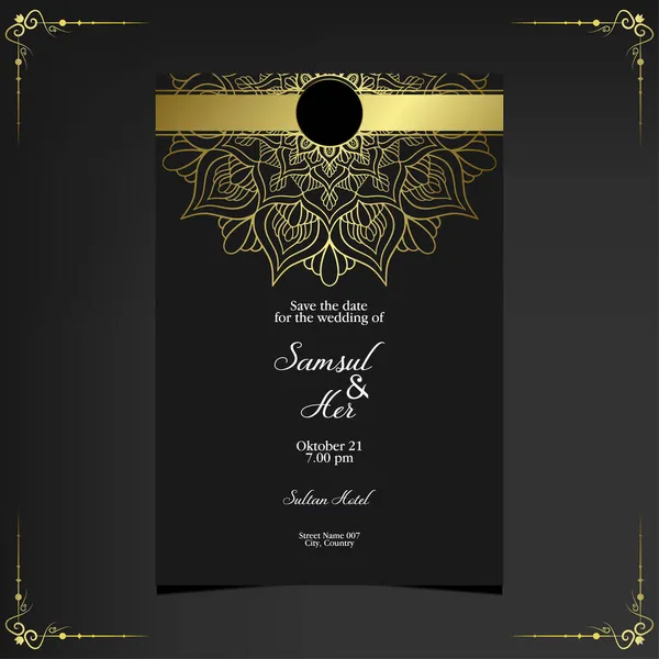 Fundo Ornamentado Mandala Ouro Luxo Para Convite Casamento Capa Livro — Vetor de Stock