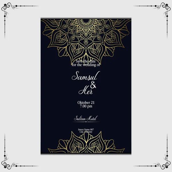 Fundo Ornamentado Mandala Ouro Luxo Para Convite Casamento Capa Livro — Vetor de Stock