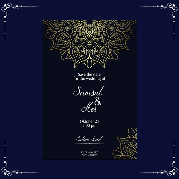Πολυτελές Χρυσό Μαντάλα Περίτεχνο Φόντο Για Πρόσκληση Γάμου Εξώφυλλο Βιβλίου — Διανυσματικό Αρχείο