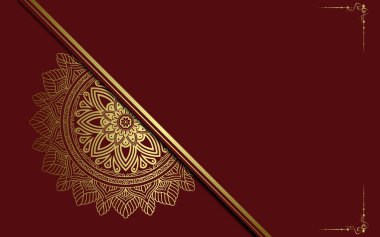 Lüks altın mandala düğün davetiyesi için dekoratif arka plan, mandala tarzı premium vektör içeren kitap kapağı