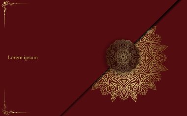 Lüks altın mandala düğün davetiyesi için dekoratif arka plan, mandala tarzı premium vektör içeren kitap kapağı