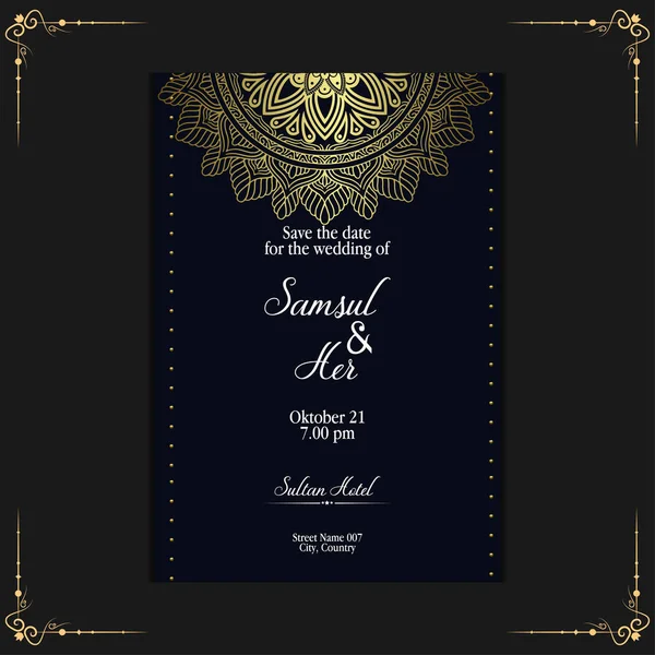 Πολυτελές Χρυσό Mandala Περίτεχνο Φόντο Για Πρόσκληση Γάμου Εξώφυλλο Βιβλίου — Διανυσματικό Αρχείο
