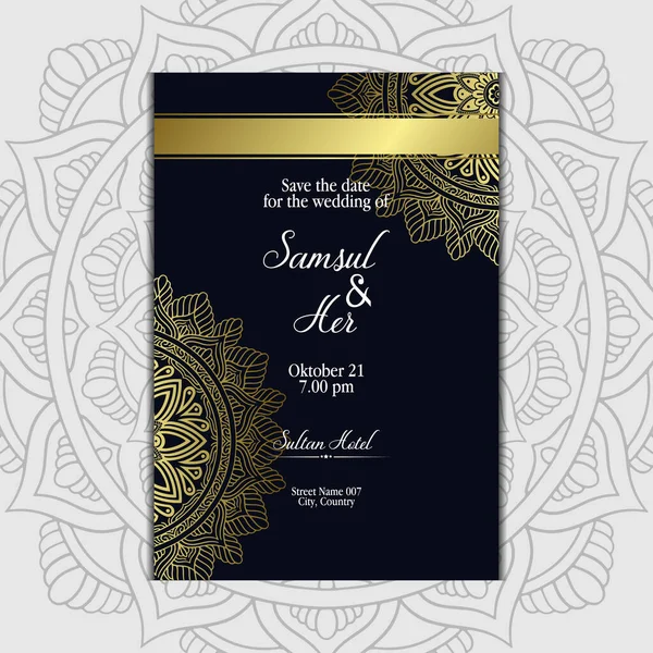 Роскошный Золотой Мандала Декоративный Фон Свадебного Приглашения Обложка Книги Мандала — стоковый вектор