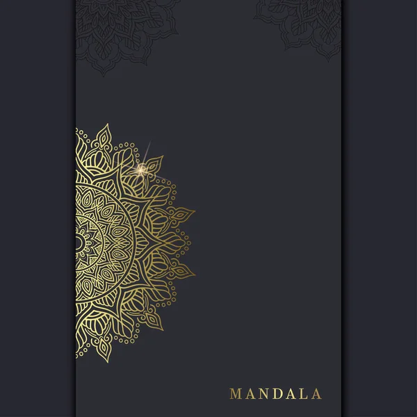 Luxe Gouden Mandala Sierlijke Achtergrond Voor Bruiloft Uitnodiging Boek Cover — Stockvector