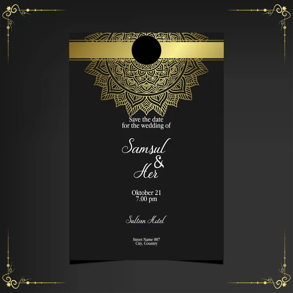 Luxo Mandala Ouro Ornamentado Fundo Para Convite Casamento Capa Livro — Vetor de Stock