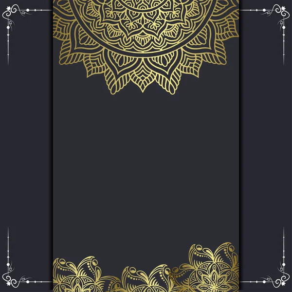 Luxo Mandala Ouro Ornamentado Fundo Para Convite Casamento Capa Livro — Vetor de Stock