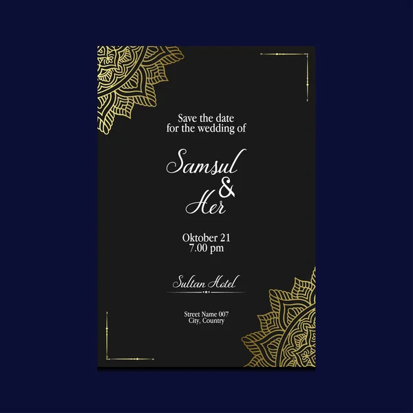 Luxo Mandala Ouro Ornamentado Fundo Para Convite Casamento Capa Livro — Vetor de Stock