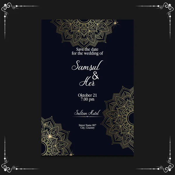 Πολυτελές Χρυσό Mandala Περίτεχνο Φόντο Για Πρόσκληση Γάμου Εξώφυλλο Βιβλίου — Διανυσματικό Αρχείο
