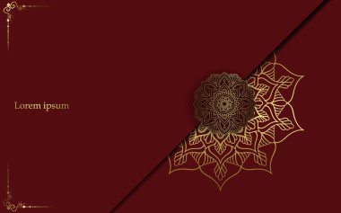 Lüks altın mandala düğün davetiyesi için dekoratif arka plan, mandala tarzı premium vektör içeren kitap kapağı