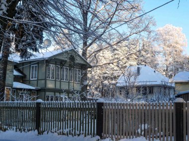 İlk buzlar, kışın başlangıcı. Ağaç dallarında ilk kar