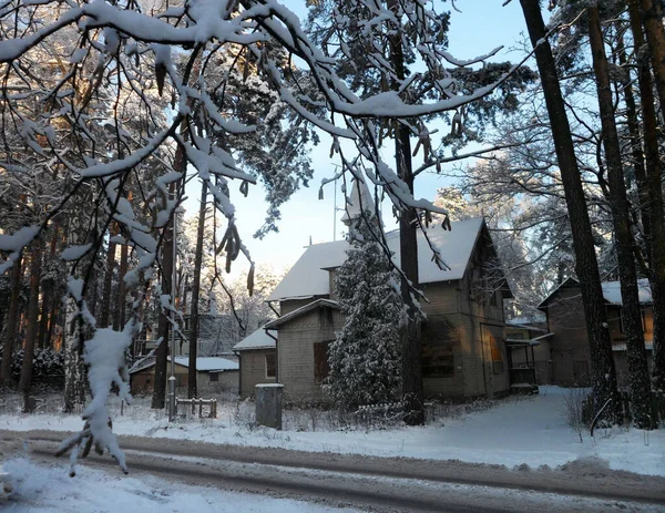 冬天的开始 第一场雪 白雪覆盖的街道 — 图库照片
