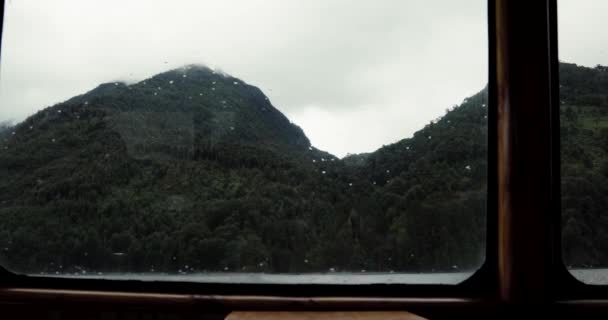 Bosque Lluvioso Peulla Desde Ventana Del Barco — Vídeo de stock