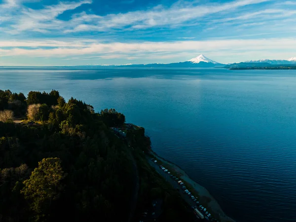 Luchtfoto Van Philippi Heuvel Het Llanquihue Meer Met Osorno Vulkaan — Stockfoto