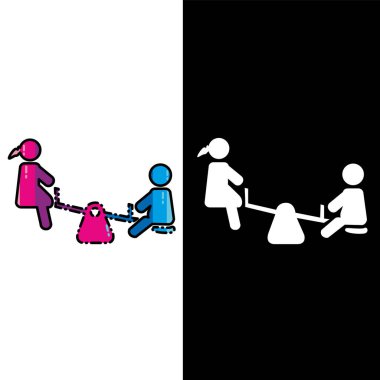 Anaokulu çocuk ikonu testere oynuyor