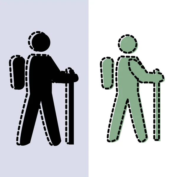 Person Doing Trekking Hike Icon —  Vetores de Stock