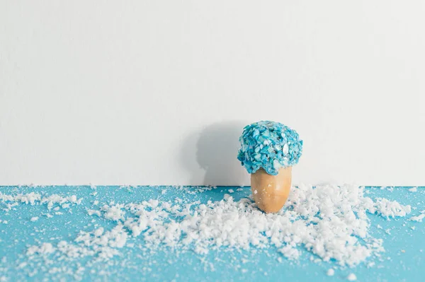 Σπόροι Βελανιδιάς Μπλε Πέτρα Glitter Υφή Sparkle Πολυτελές Στυλ Χιόνι — Φωτογραφία Αρχείου