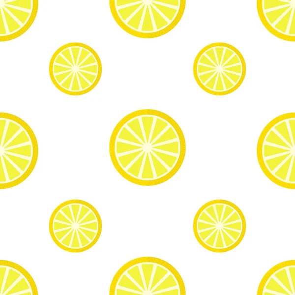 Nahtloses Muster Mit Zitrone Leuchtende Zitrusfrüchte Zitronen Scheiben Schneiden Vorlage — Stockvektor