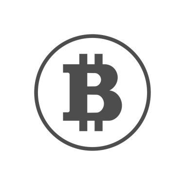 Tek renkli bitcoin simgesi. Engelleme zinciri şifreleme işareti. Web ya da mobil uygulamalar için şablon. Para ve finans sembolü. Kriptografi parası. Vektör illüstrasyonu