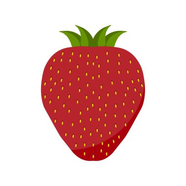 Kırmızı çilek ikonu. Web sitesi tasarımı ve mobil uygulama için eko sembol. Doğal vejetaryen yemek işareti. Vektör illüstrasyonu