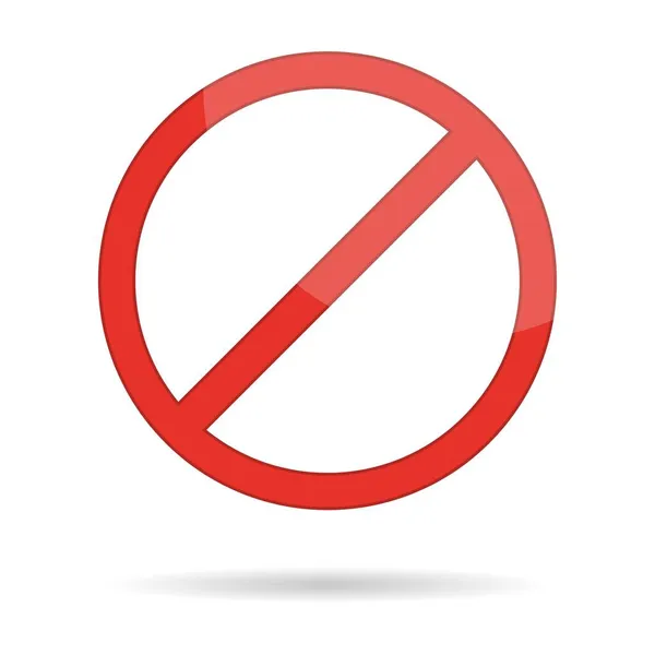 Červený Prohibiční Kruh Stínem Zakázáno Varování Stopka Zakazuji Ikonu Nezakázaná — Stockový vektor