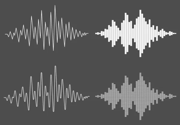 Σετ Ηχητικών Κυμάτων Μαύρο Φόντο Τεχνολογία Ισοσταθμιστή Ήχου Μουσική Παλμών — Διανυσματικό Αρχείο