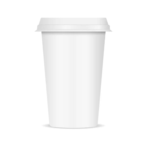 Ρεαλιστικό Χαρτί Πλαστικό Φλιτζάνι Καφέ Mock Πρότυπο Για Σχεδιασμό Και — Διανυσματικό Αρχείο