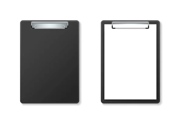 Set Van Twee Zwarte Klembord Lege Papieren Houder Klembord Met — Stockvector