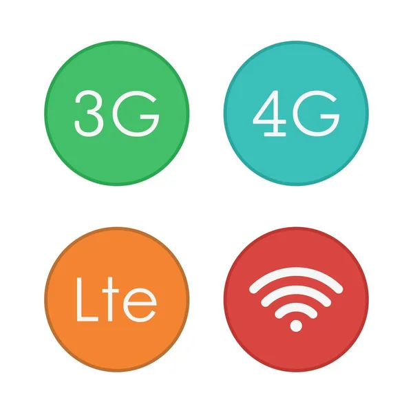 Mobile Internet Icone Colorate Lte Simboli Wifi Segnale Telecomunicazione Illustrazione — Vettoriale Stock
