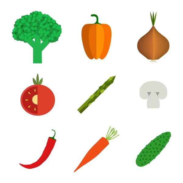 Groenten Vers Voedsel Gezond Veganistisch Eetconcept Broccoli Peper Asperges Champignon Vectorbeelden