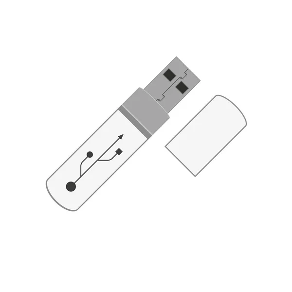 Witte Usb Stick Elektronische Gadget Geïsoleerd Witte Achtergrond Vectorillustratie Stockvector