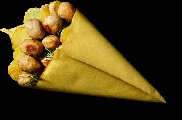 Milanese Mondeghili Meat Balls Paper Bag Italian Street Food — Stock Photo, Image
