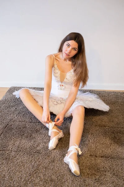 Ballerina Posing White Background — Photo