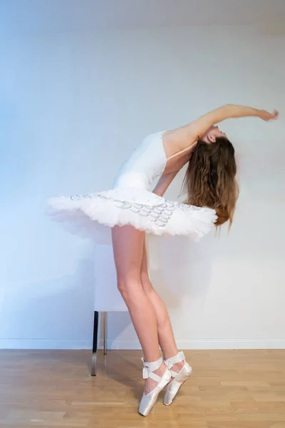 Ballerina Posing White Background — Stock fotografie