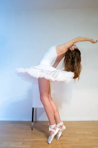 Ballerina Posing White Background — Φωτογραφία Αρχείου