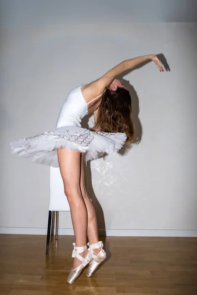 Ballerina Posing White Background — Stock fotografie