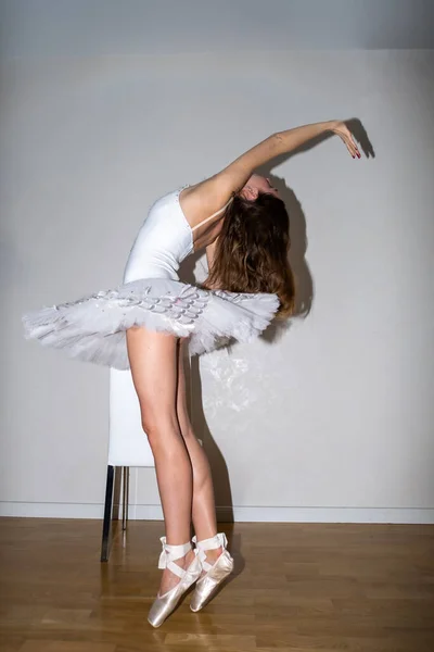 Ballerina Posing White Background —  Fotos de Stock