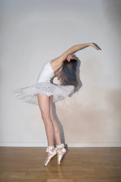 Bailarina Posando Fundo Branco — Fotografia de Stock
