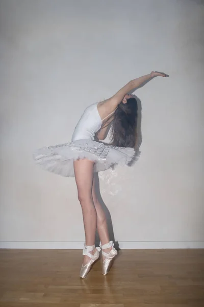 Ballerina Pózování Bílém Pozadí — Stock fotografie