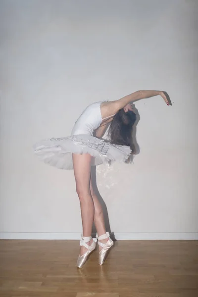 Ballerina Posing White Background — Fotografia de Stock