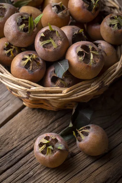 Fresh Ripe Organic Common Medlar Fruit Turkish Name Musmula — Stock Photo, Image