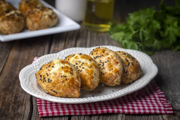 Deliciosa Comida Turca Masa Queso Eneldo Nombre Turco Dere Otlu — Foto de Stock