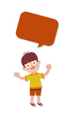 Konuşma balonunda şirin bir çocuk.
