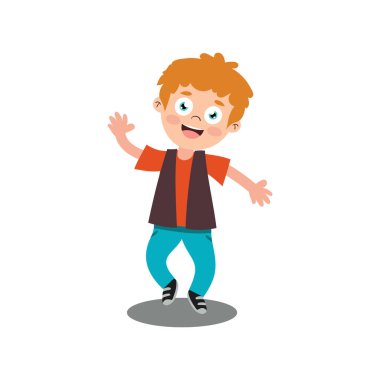 Neşeli mutlu çocuk neşeyle zıplıyor