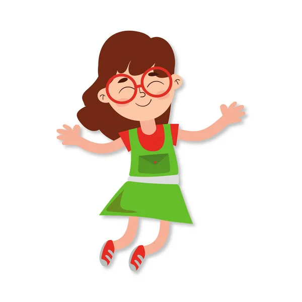 Cheerful Happy Girl Child Jumping Fun — Stock Photo, Image