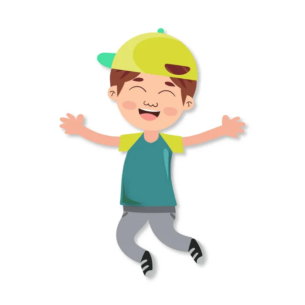 Cheerful Happy Boy Child Jumping Fun — Stock Photo, Image