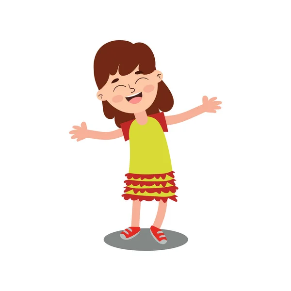 Cheerful Happy Girl Child Jumping Fun — Stock Photo, Image