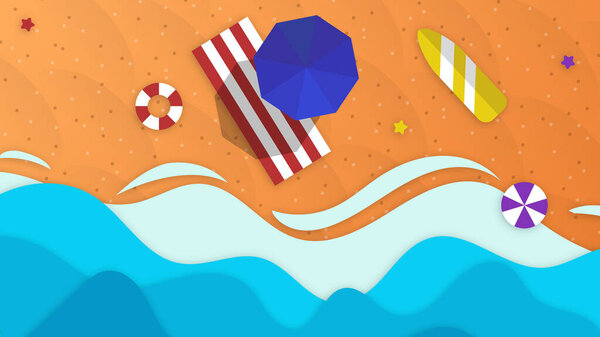 Пляжная сцена сверху летом. Концепция счастливого праздника.