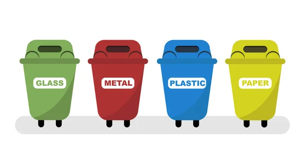 Recycle Bins Plastic Metal Paper Glass — Stock Photo, Image