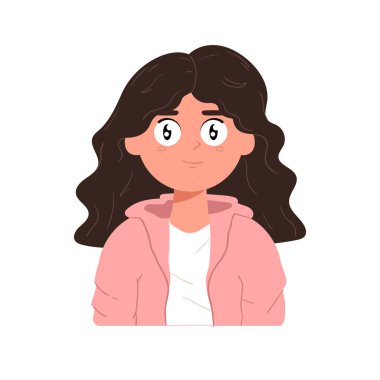 Sevimli genç kız çizgi film karakteri