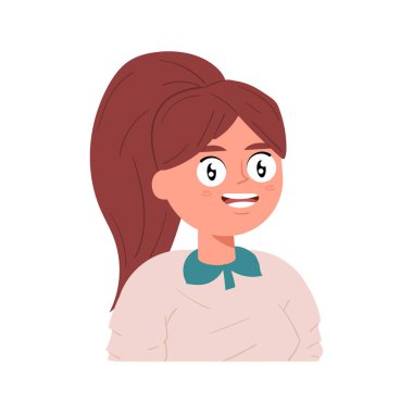 Sevimli genç kız çizgi film karakteri